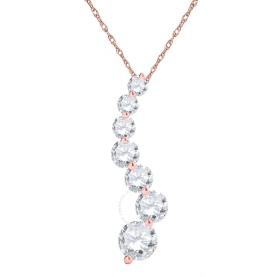 Maulijewels Ladies 14k Rose Gold 0.5 Ct Round Cut White Diamond Box Pendant Necklace With 18" 14k Ro