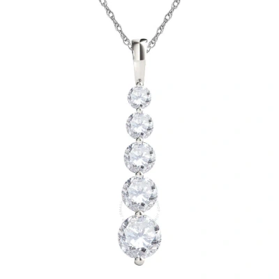 Maulijewels Ladies 14k White Gold 0.5 Ct Round Cut White Diamond Box Pendant Necklace With 18" 14k W In Metallic