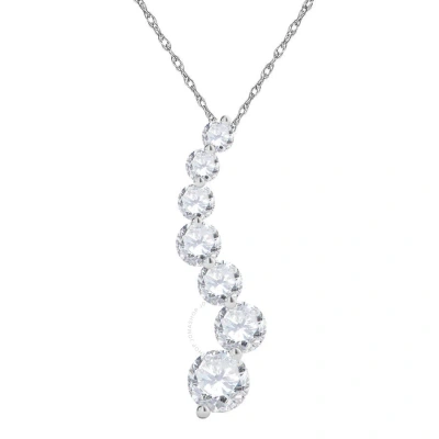 Maulijewels Ladies 14k White Gold 0.5 Ct Round Cut White Diamond Box Pendant Necklace With 18" 14k W