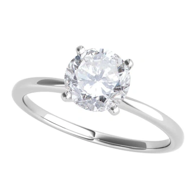 Maulijewels Ladies 14k White Gold 1 Ct Round Cut White Diamond Solitaire In Neutral