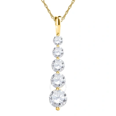 Maulijewels Ladies 14k Yellow Gold 0.5 Ct Round Cut White Diamond Box Pendant Necklace With 18" 14k