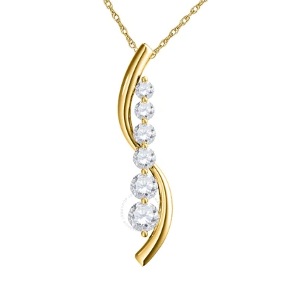 Maulijewels Ladies 14k Yellow Gold 0.5 Ct Round Cut White Diamond Box Pendant Necklace With 18" 14k