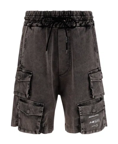 Mauna Kea Drawstring Denim Cargo Shorts In Black