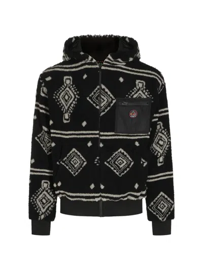 Mauna Kea Geometric-pattern Fleece Hoodie In Black