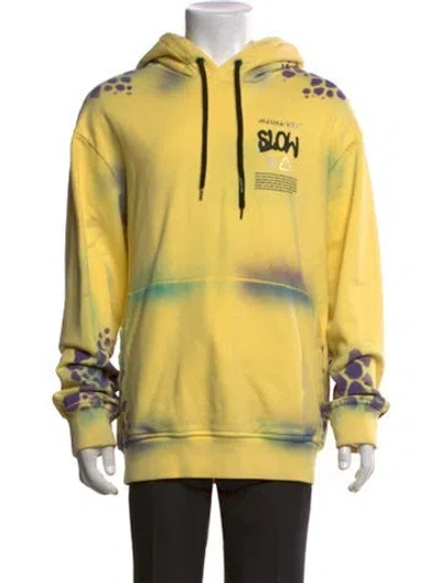 Pre-owned Mauna Kea Graphic Print Crew Neck Hoodie In Yellow