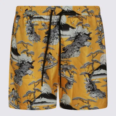 Mauna Kea Landscape-print Swim Shorts In Yellow