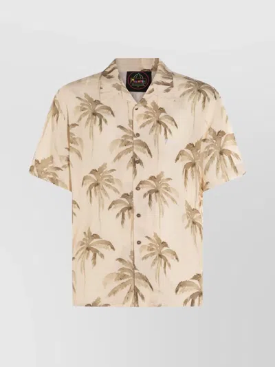 Mauna Kea Palm Tree Print Lightweight Fabric Short Sleeves