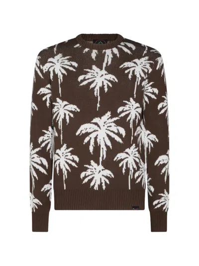 Mauna Kea Palm-tree-intarsia Sweater In Brown