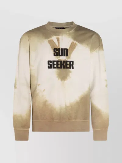 Mauna Kea Printed Sweatshirt With Ribbed Cuffs And Hem In Beige