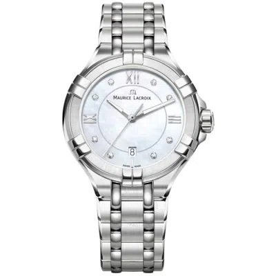 Maurice Lacroix Aikon Quartz White Dial Ladies Watch Al1006-ss002-170- In Mother Of Pearl / White