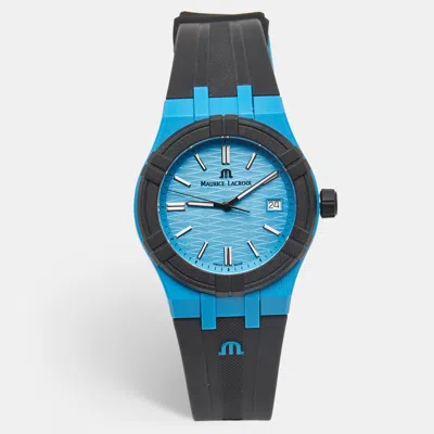 Pre-owned Maurice Lacroix Blue Plastic Recycled Ocean Material Rubber Aikon Tide Ai2008-80080-300-0 Men's Wristwatch 40 Mm In Black