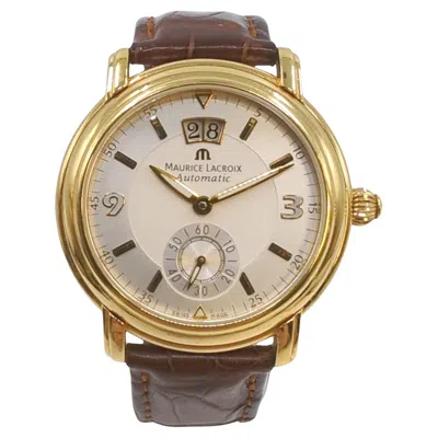 Pre-owned Maurice Lacroix Masterpiece 18k Solid Gold Automatic Big Date Wristwatch 40mm In Multi