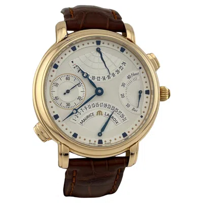 Pre-owned Maurice Lacroix Masterpiece Double Retrograde Mp7018 18k Rose Gold 43mm In Red