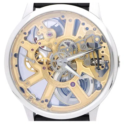 Pre-owned Maurice Lacroix Masterpiece Mp7228 Gold-tone Skeleton Dial Watch In Multiple