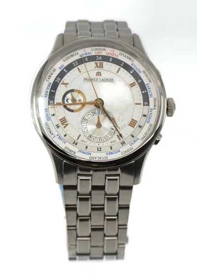 Pre-owned Maurice Lacroix Masterpiece Worldtimer Stainless Steel Watch Mp6008