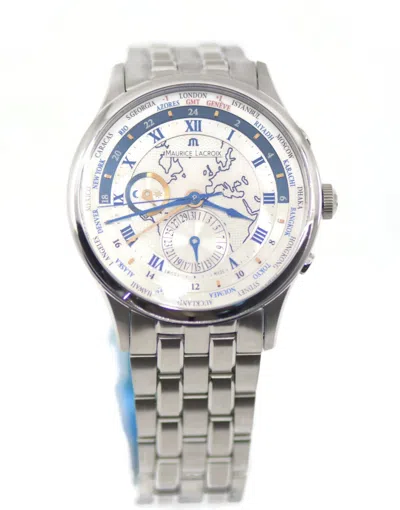 Pre-owned Maurice Lacroix Masterpiece Worldtimer Stainless Steel Watch Mp6008