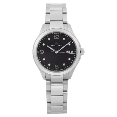 Pre-owned Maurice Lacroix Miros Steel Diamond Dial Quartz Watch Mi1014-ss002-350 In Multi