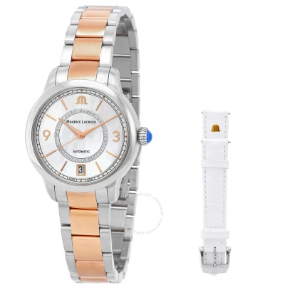 Maurice Lacroix Pontos Automatic Ladies Watch Pt6006-pvp0e-120-f In Two Tone  / Gold Tone / Mop / Mother Of Pearl / Rose / Rose Gold Tone