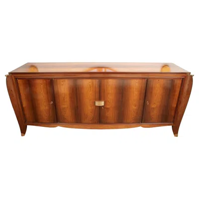 Pre-owned Maurice Rinck French Art Deco Buffet By , Mahogany & Brass, 1935 In Brown