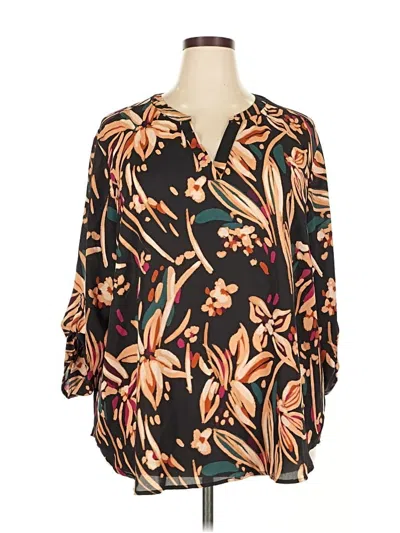 Pre-owned Maurices 3/4 Sleeve Blouse In Black