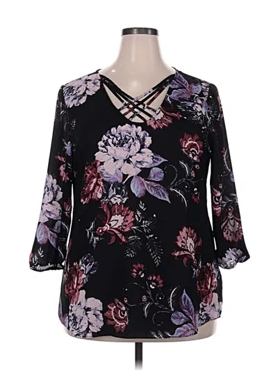 Pre-owned Maurices 3/4 Sleeve Blouse In Black