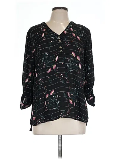 Pre-owned Maurices 3/4 Sleeve Blouse In Black