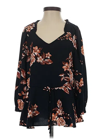 Pre-owned Maurices 3/4 Sleeve Blouse In Black