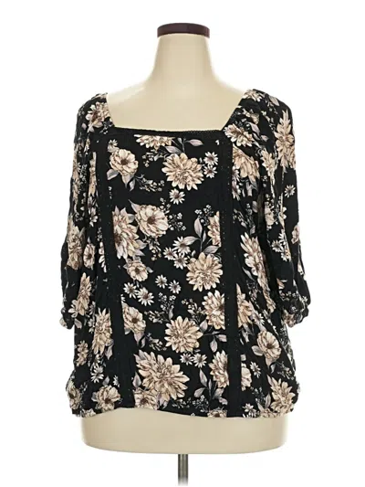 Pre-owned Maurices 3/4 Sleeve Blouse In Black