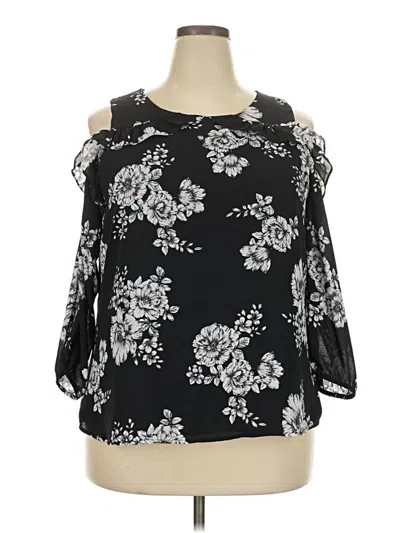 Pre-owned Maurices 3/4 Sleeve Blouse In Black