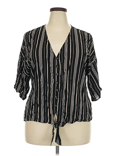 Pre-owned Maurices 3/4 Sleeve Blouse In Black