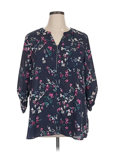 Pre-owned Maurices 3/4 Sleeve Blouse In Blue