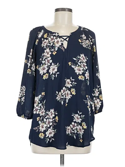 Pre-owned Maurices 3/4 Sleeve Blouse In Blue