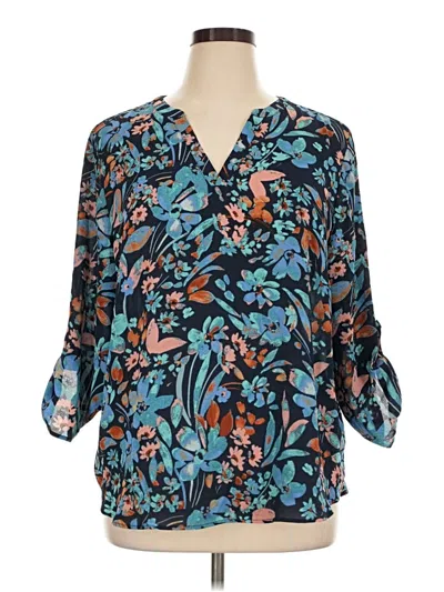 Pre-owned Maurices 3/4 Sleeve Blouse In Blue