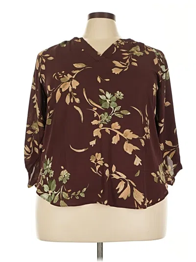 Maurices 3/4 Sleeve Blouse In Brown