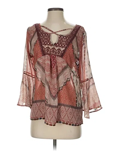 Pre-owned Maurices 3/4 Sleeve Blouse In Brown