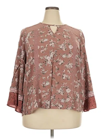 Pre-owned Maurices 3/4 Sleeve Blouse In Brown