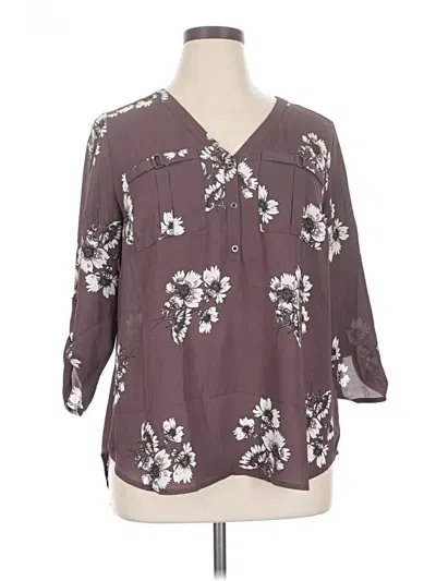 Pre-owned Maurices 3/4 Sleeve Blouse In Brown