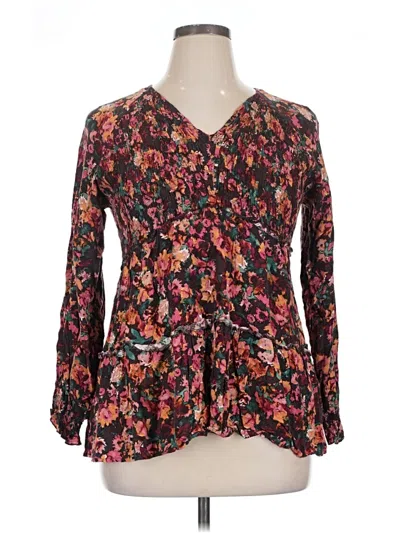 Pre-owned Maurices 3/4 Sleeve Blouse In Burgundy