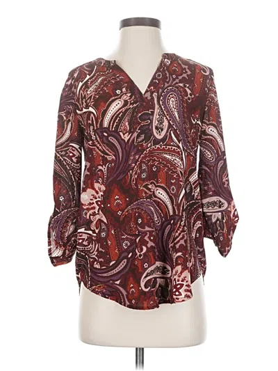 Pre-owned Maurices 3/4 Sleeve Blouse In Burgundy