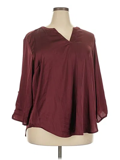 Pre-owned Maurices 3/4 Sleeve Blouse In Burgundy