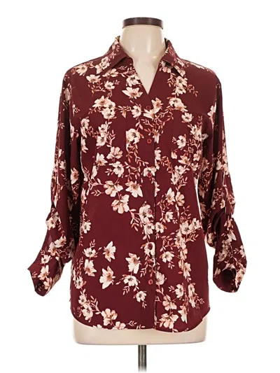 Pre-owned Maurices 3/4 Sleeve Blouse In Burgundy