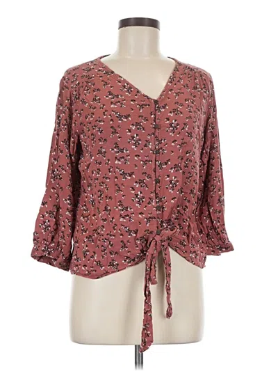 Pre-owned Maurices 3/4 Sleeve Blouse In Burgundy
