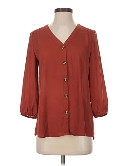 Pre-owned Maurices 3/4 Sleeve Blouse In Burgundy