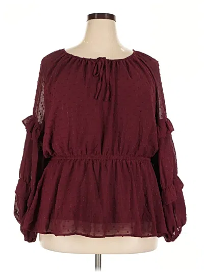 Pre-owned Maurices 3/4 Sleeve Blouse In Burgundy