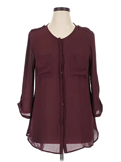 Pre-owned Maurices 3/4 Sleeve Blouse In Burgundy