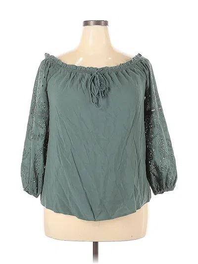 Pre-owned Maurices 3/4 Sleeve Blouse In Green