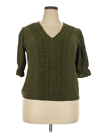 Pre-owned Maurices 3/4 Sleeve Blouse In Green