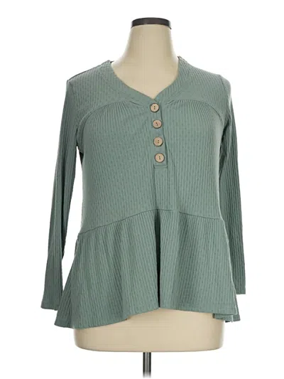 Pre-owned Maurices 3/4 Sleeve Blouse In Green