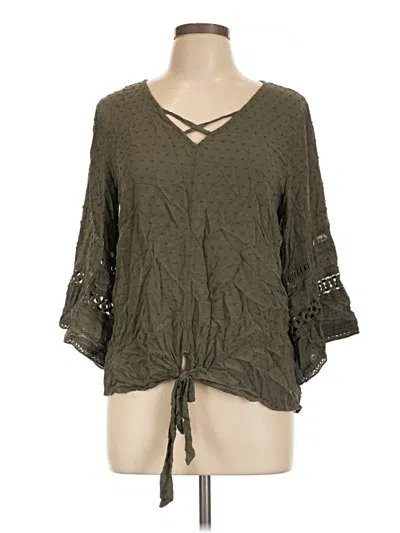 Pre-owned Maurices 3/4 Sleeve Blouse In Green