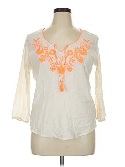 Pre-owned Maurices 3/4 Sleeve Blouse In Ivory